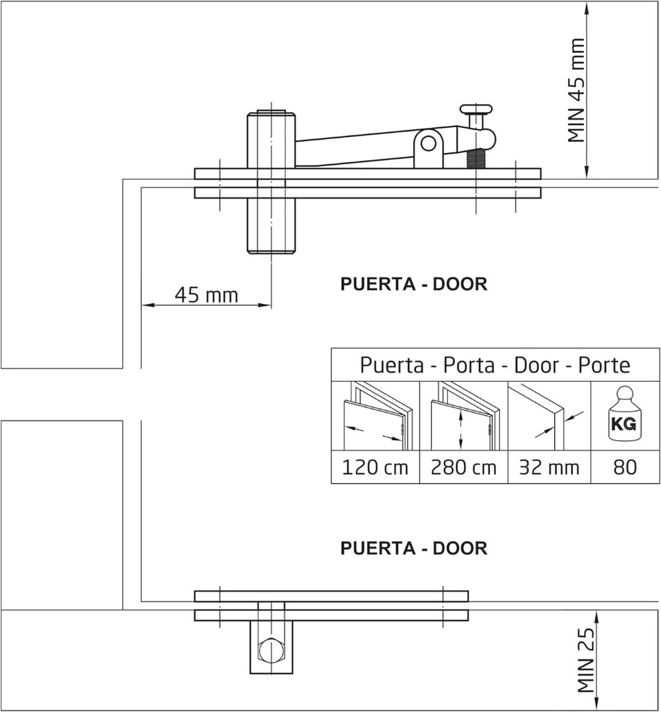 CHARNIÈRE PIVOT AMIG INOX MOD. PIVOT01